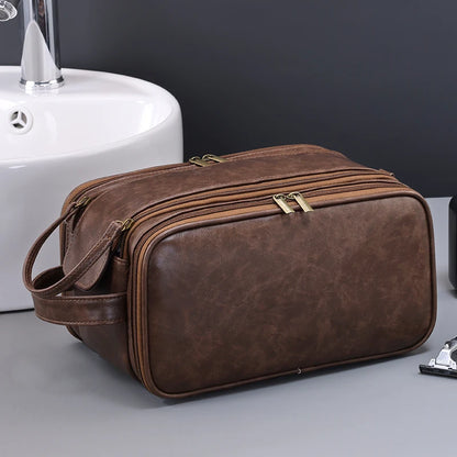 Travel PU Leather Toiletry Organizer Bag