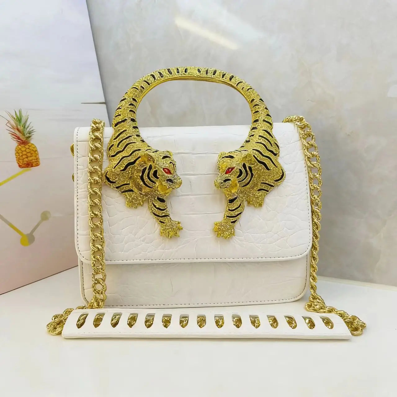Elegant Croc-Texture Top Handle Handbag