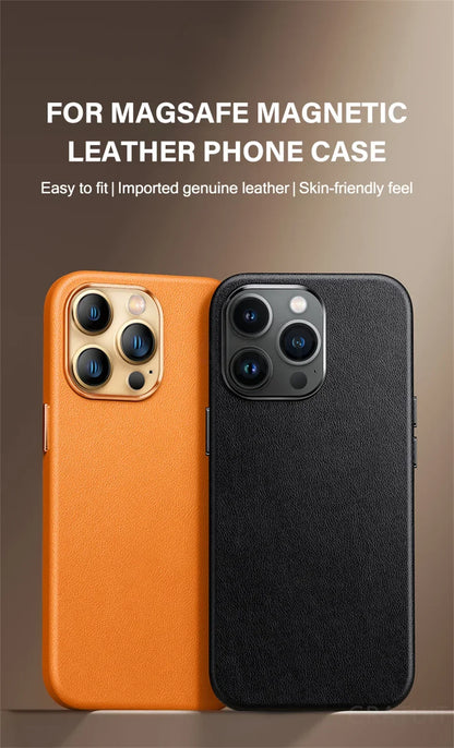 Luxury Leather Magnetic Wireless Charging Case For iPhone
