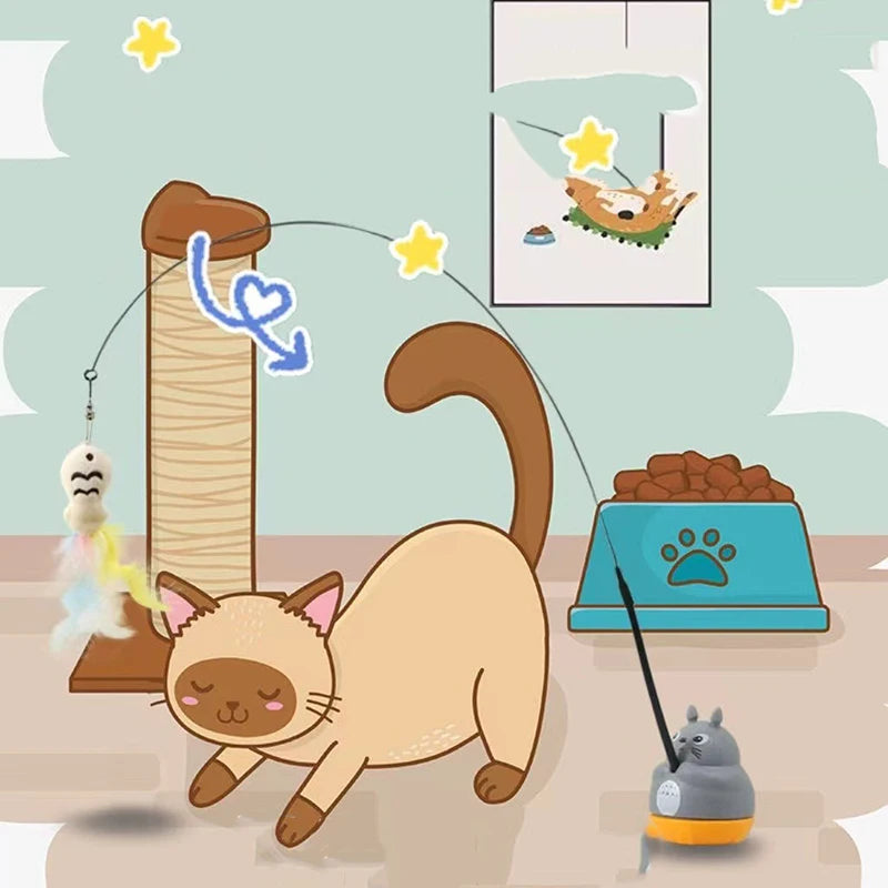 Interactive Feather Cat Wand Toy