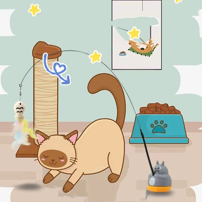 Interactive Feather Cat Wand Toy