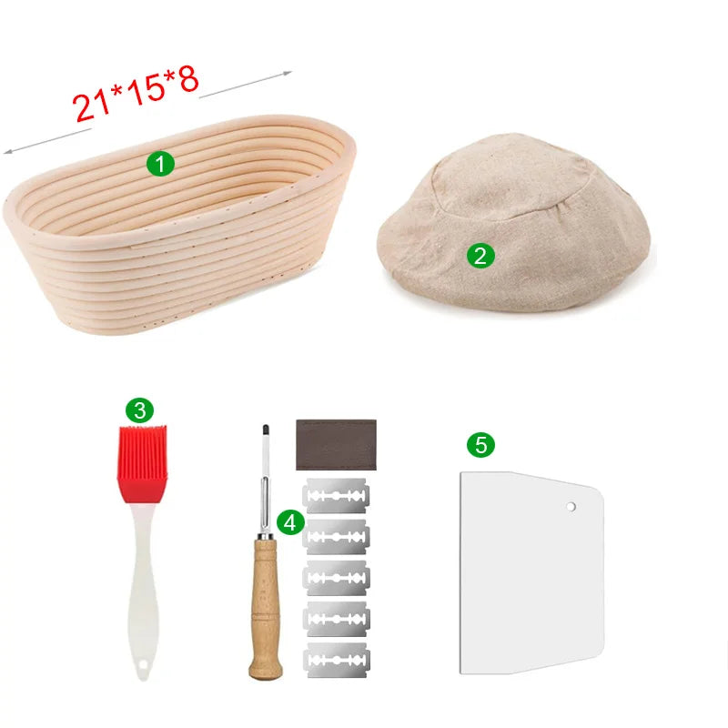 Oval Rattan Banneton Proofing Basket for Sourdough Bread with Washable Linen Liner