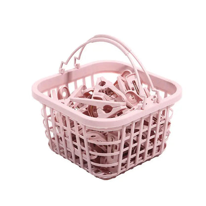 Plastic Clothespins with Storage Basket for Laundry & Home
