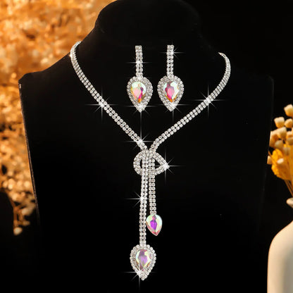 Crystal Water Drop Necklace & Earring Set