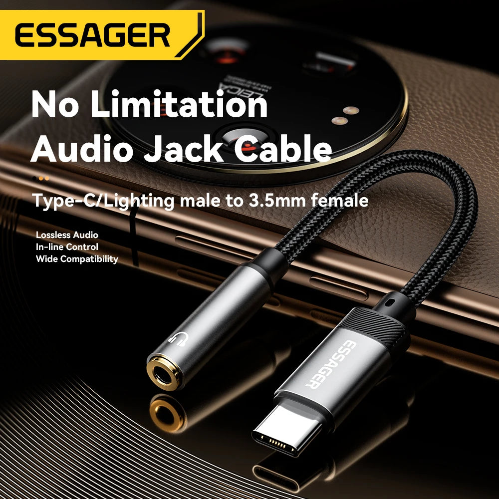 ESSAGER USB-C to 3.5mm Audio Adapter for Headphones & AUX