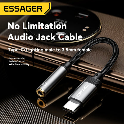ESSAGER USB-C to 3.5mm Audio Adapter for Headphones & AUX