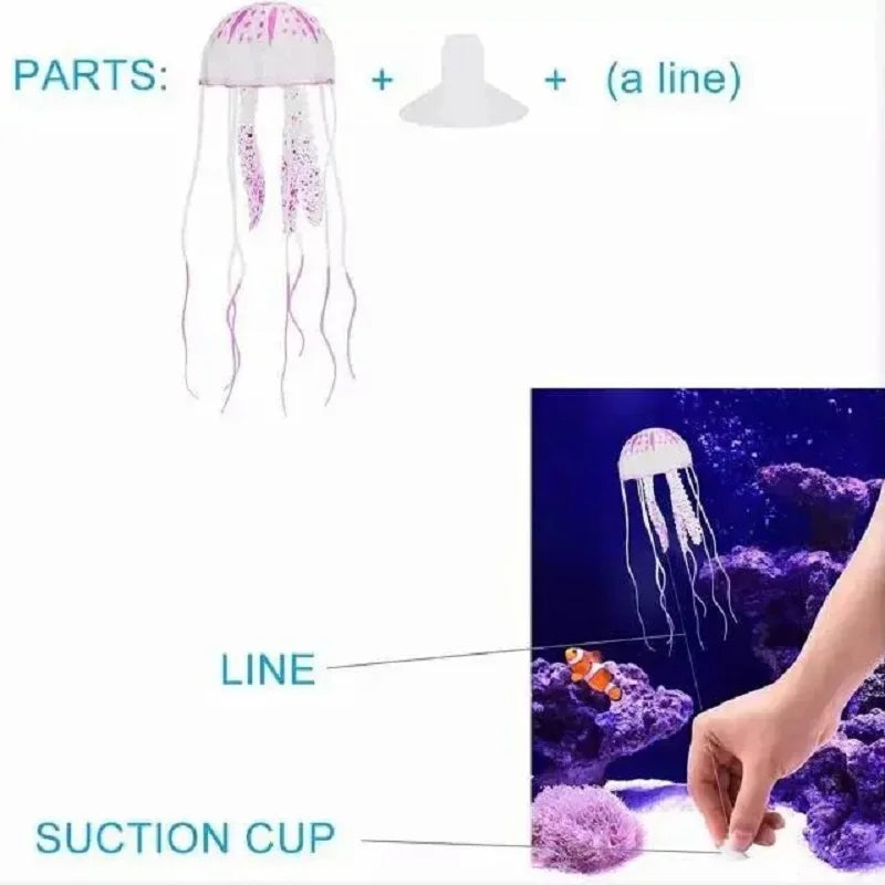 Artificial Swim Glowing Fluorescent Jellyfish Aquarium Decoration