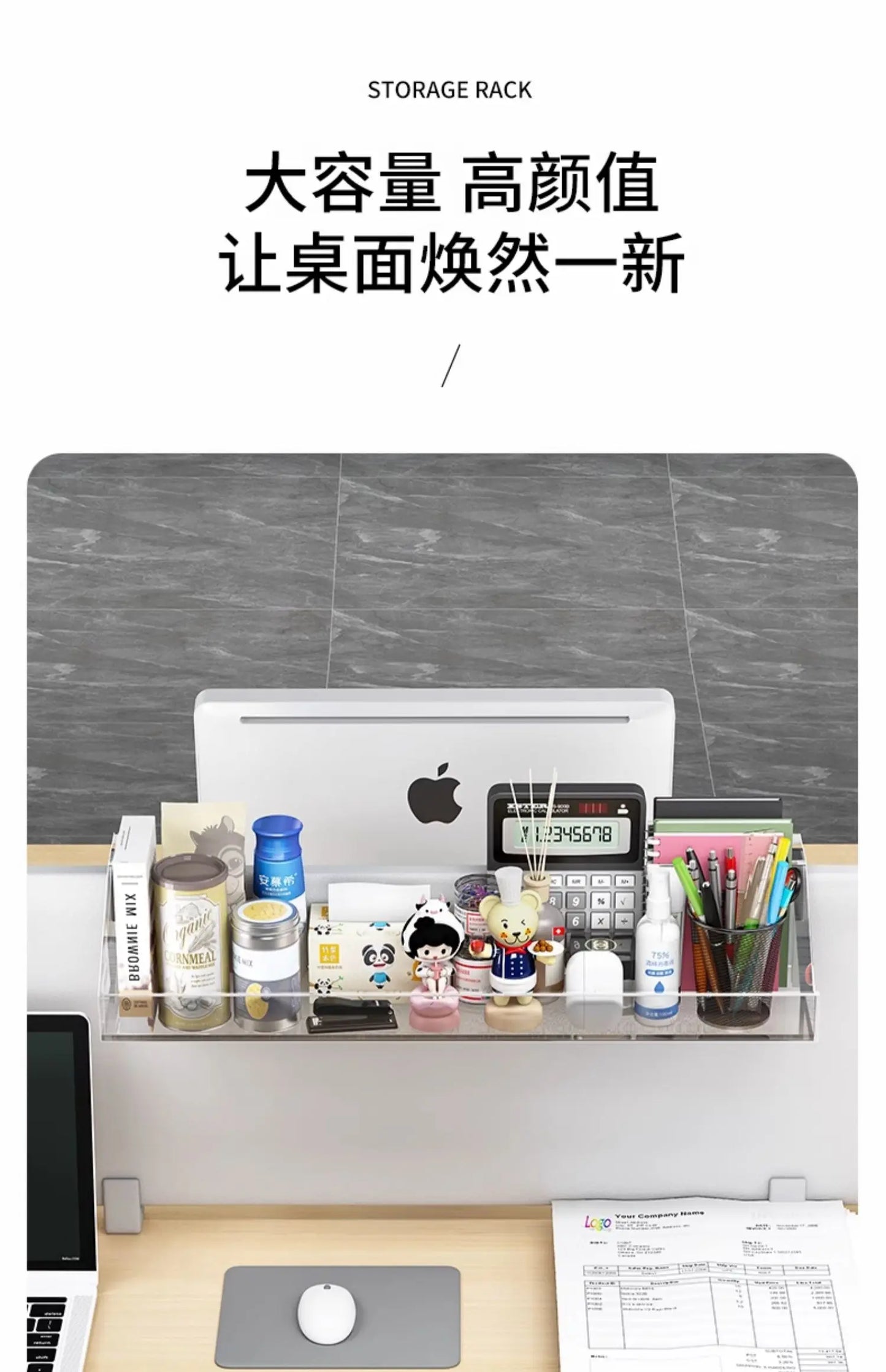 Hook-On Desk Organizer Shelf