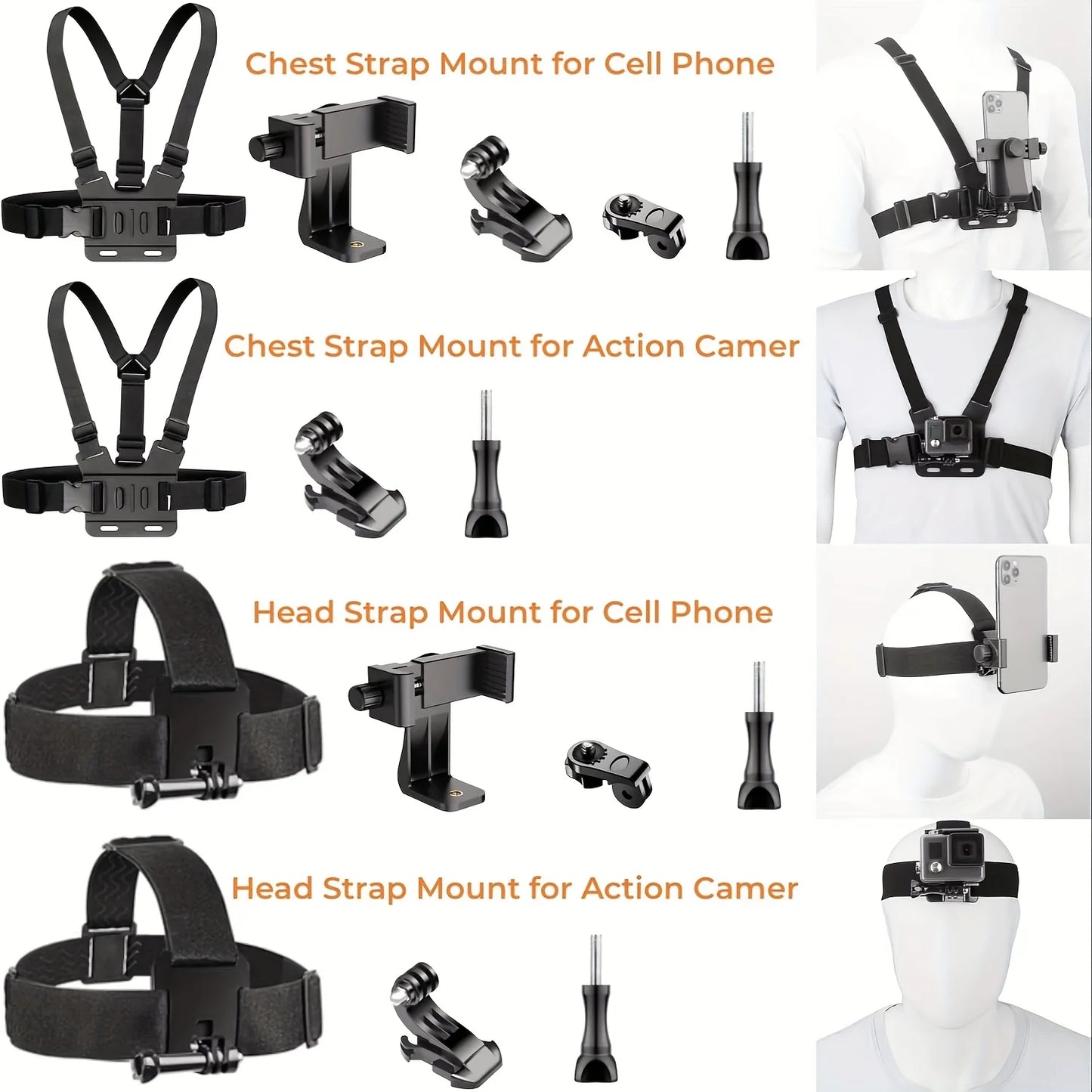 Adjustable Chest Mount for Action Cameras & Phones