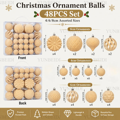 48-Piece Velvet Christmas Bauble Set