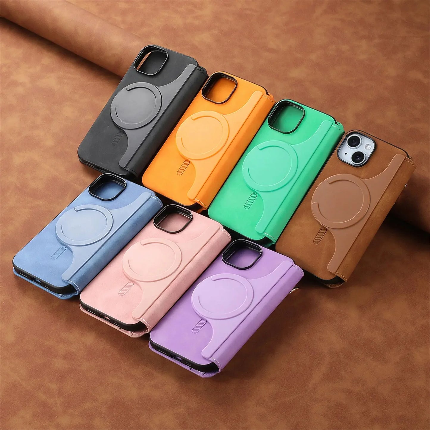 2 in 1 Magnetic Leather Wallet Case For iPhone