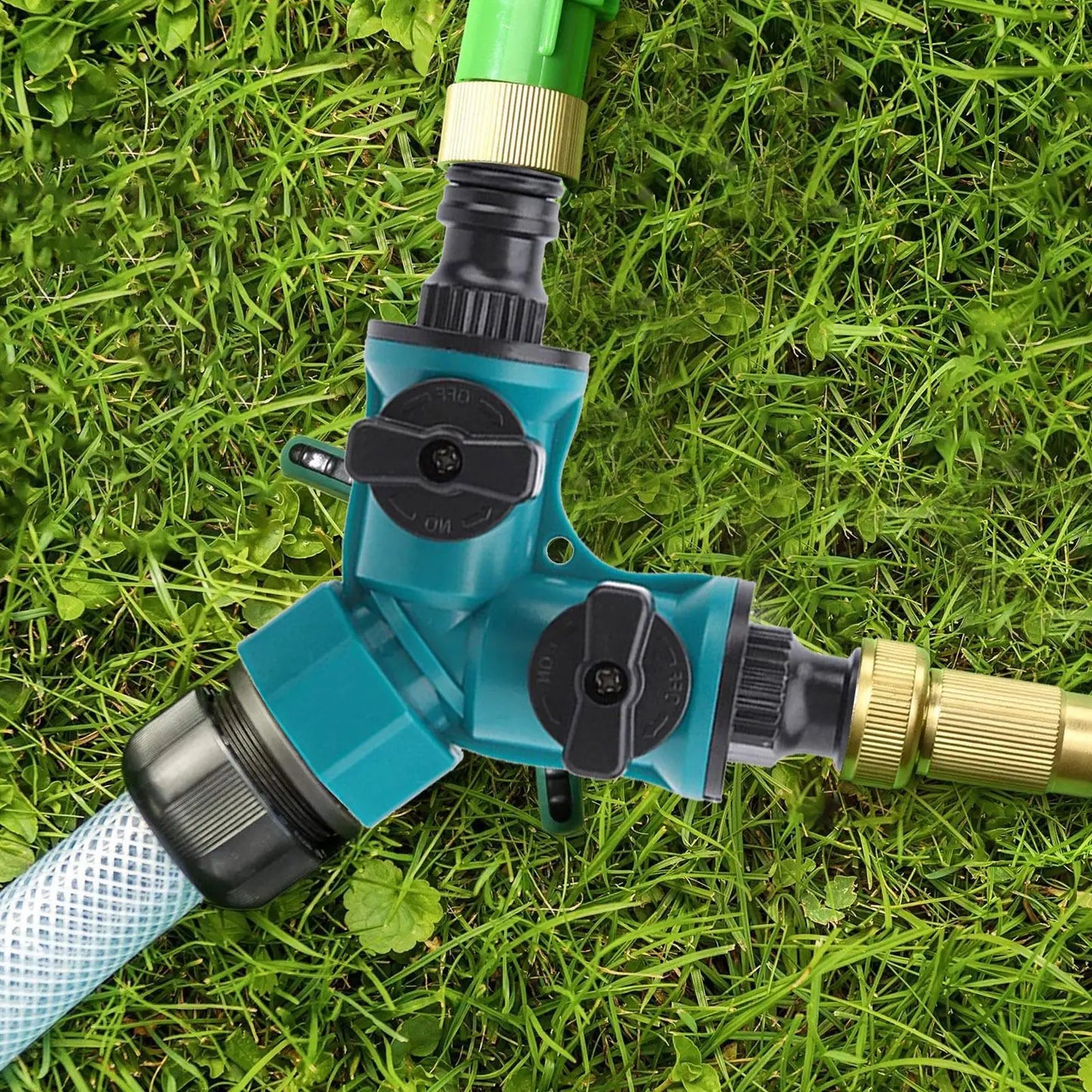 2-Way Garden Hose Splitter with Shut-Off Valve