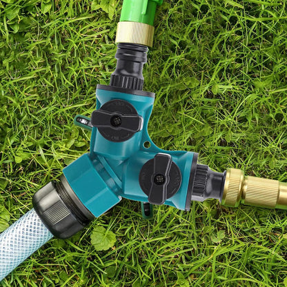 2-Way Garden Hose Splitter with Shut-Off Valve