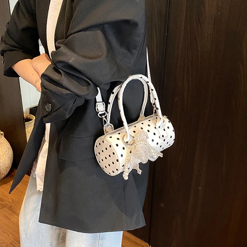 Women’s Polka Dot Barrel Shoulder Bag