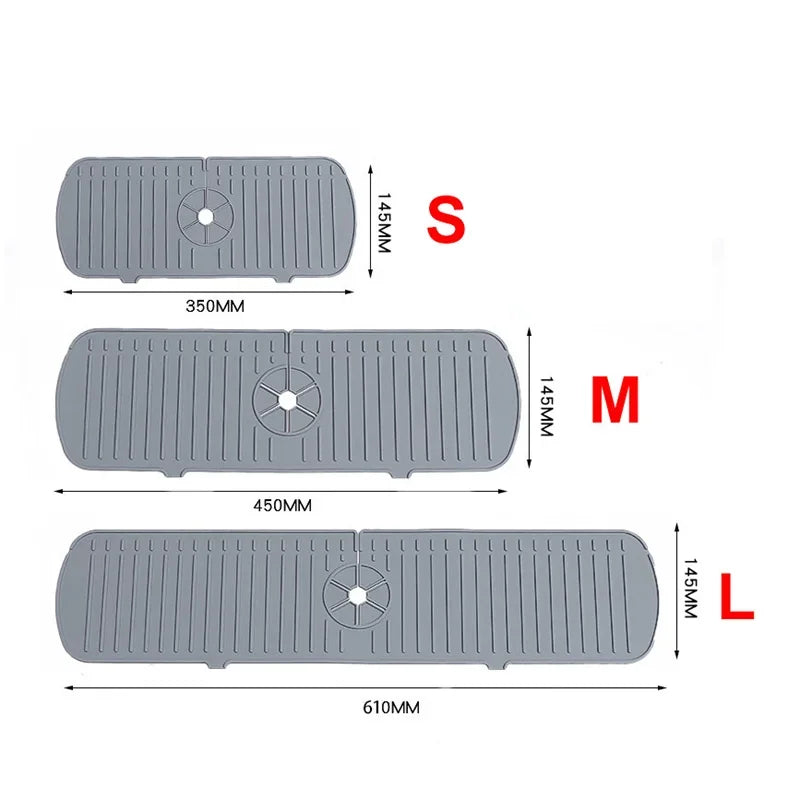 Silicone Faucet Splash Guard & Drain Mat for Kitchen & Bathroom Sinks