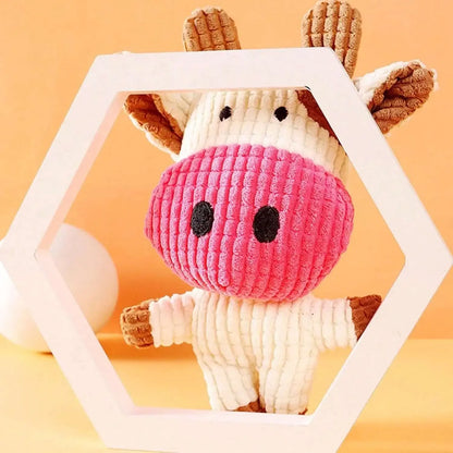 Corduroy Cow Squeaky Dog Toy