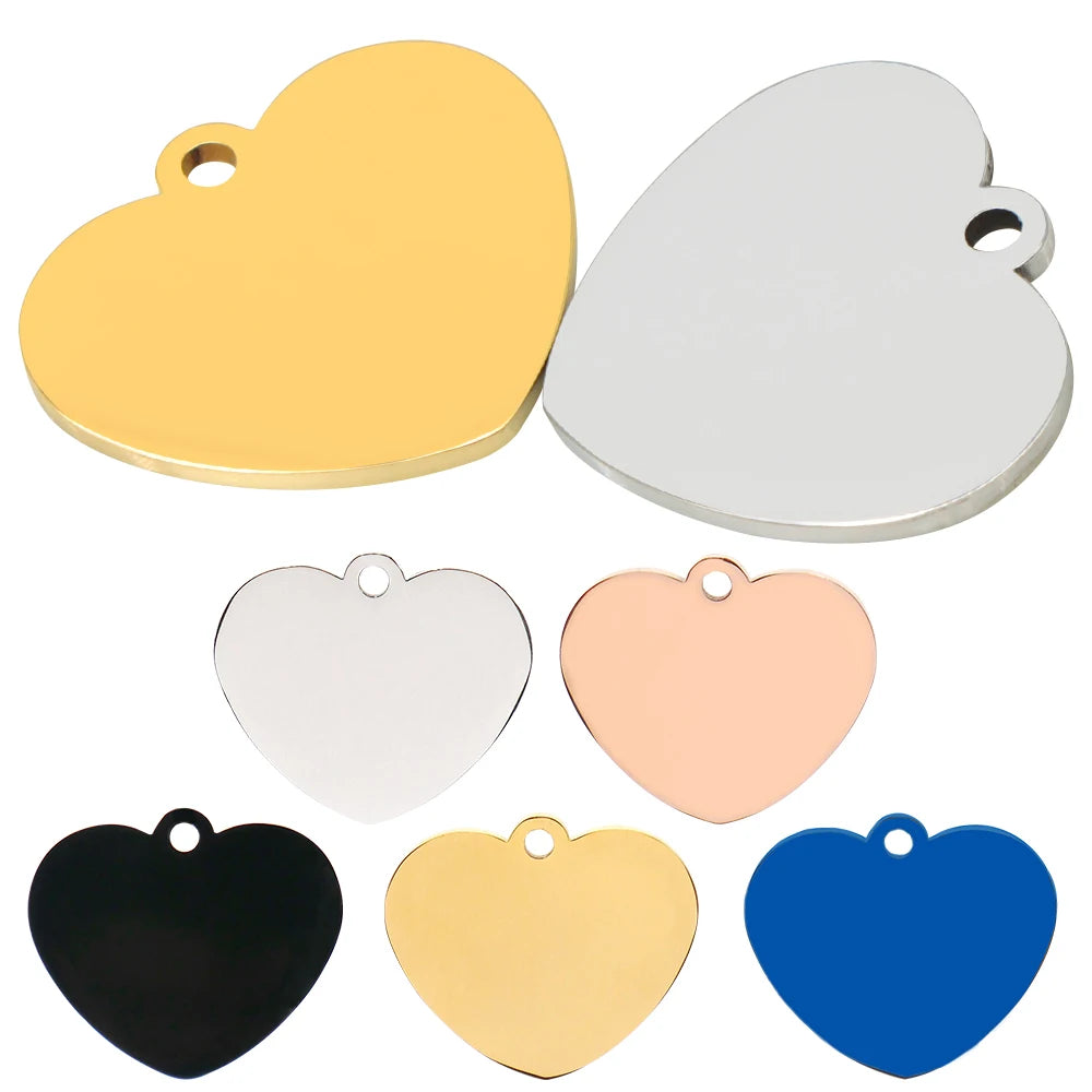 Heart-Shaped Stainless Steel Pet ID Tag Set