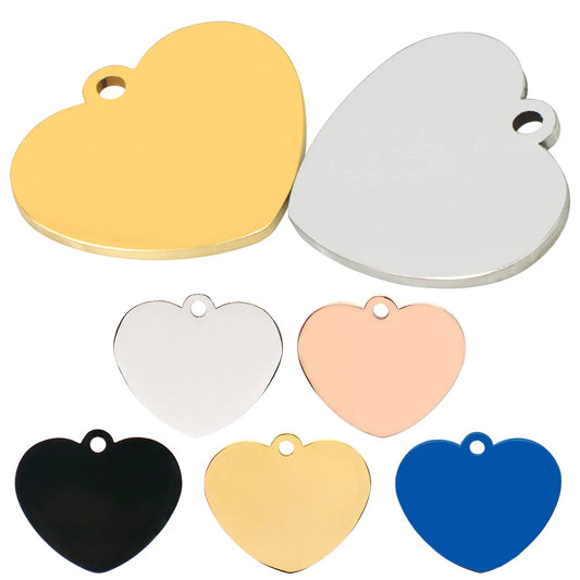 Heart-Shaped Stainless Steel Pet ID Tag Set