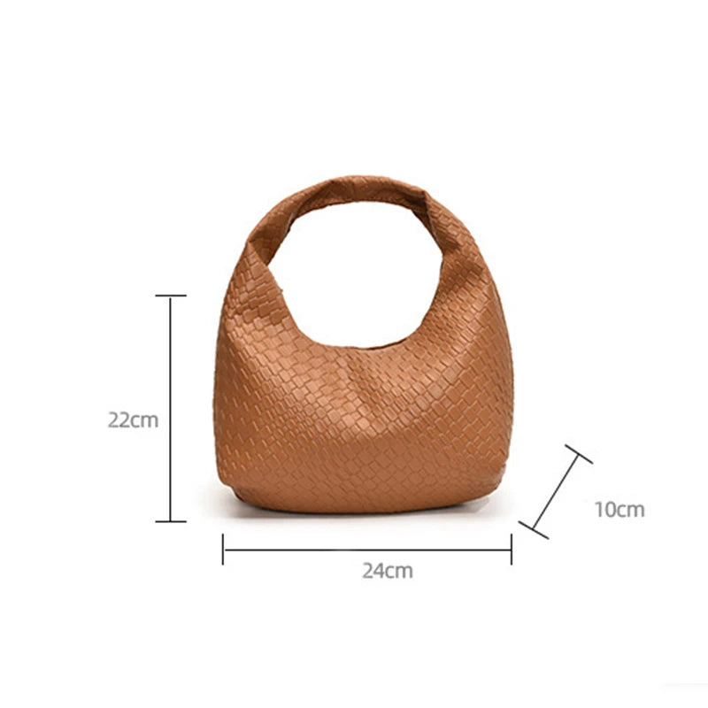 Women’s Woven Embossed PU Leather Hobo Shoulder Bag
