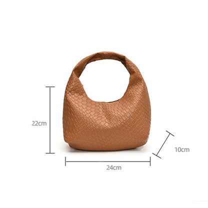 Women’s Woven Embossed PU Leather Hobo Shoulder Bag