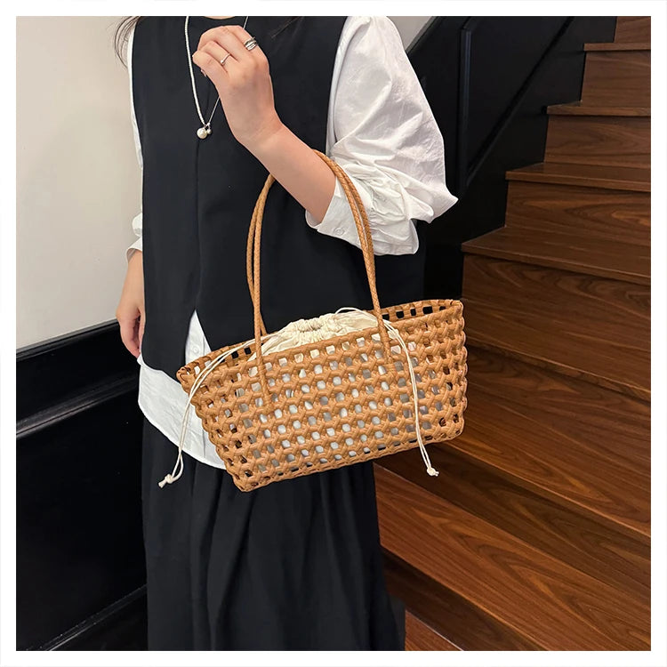 Handwoven Straw Tote Shoulder Bag
