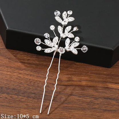 Pearl Rhinestone Flower Hair Pins