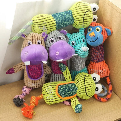 Corduroy Animal Squeaky Dog Toy