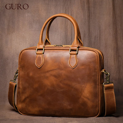 GURO Luxury Genuine Leather Cowhide Briefcase