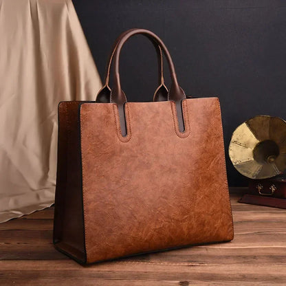 Vintage Oil-Skin Effect Tote Bag