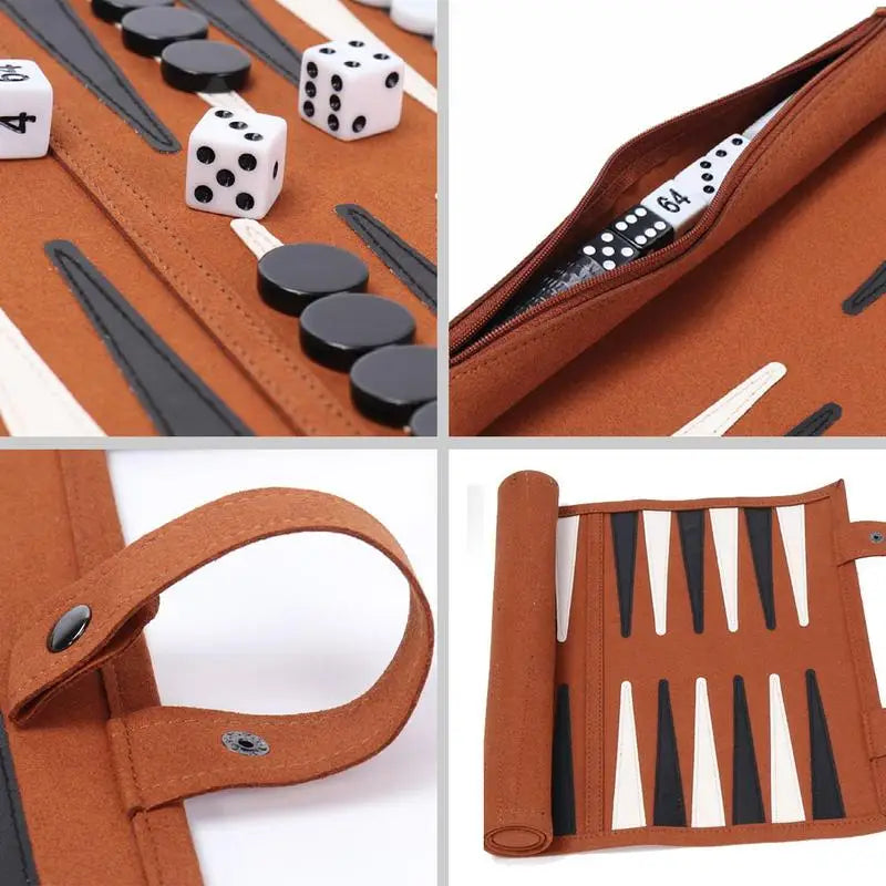 Roll-Up Leather Backgammon Set