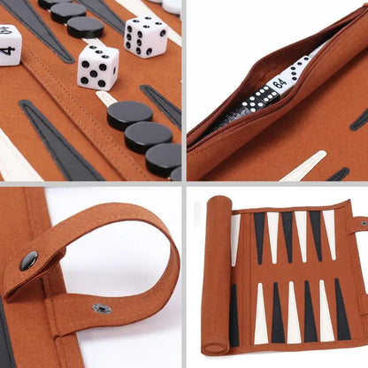 Roll-Up Leather Backgammon Set