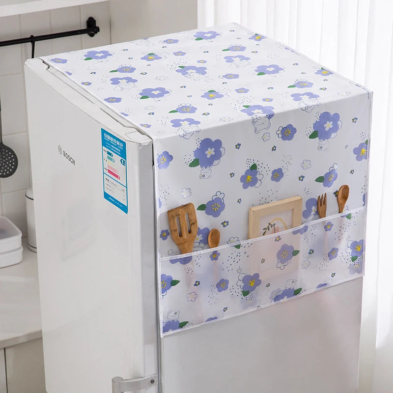 Refrigerator Dust Cover with Storage Pockets