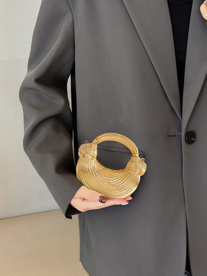 Gold Acrylic Minaudiere Evening Clutch with Chain Strap