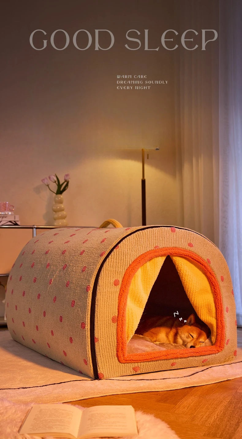 Insulated Enclosed Dog Cave Bed for Autumn & Winter