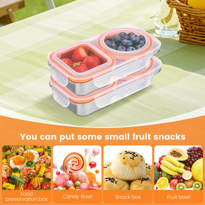 Stainless Steel Divided Bento Food Storage Box Set