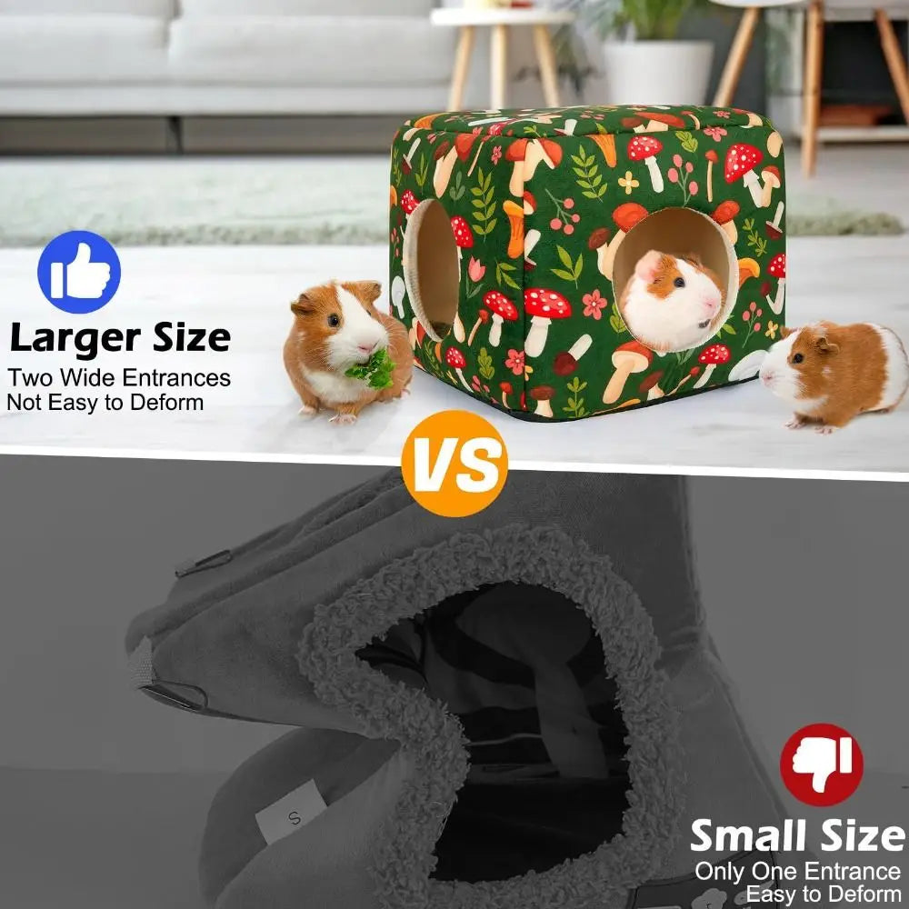 Cozy Washable Guinea Pig Hideout with Cushion for Small Pets