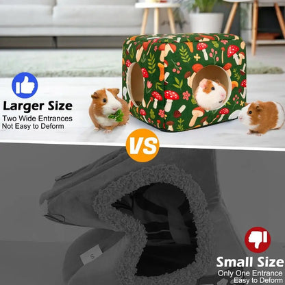 Cozy Washable Guinea Pig Hideout with Cushion for Small Pets