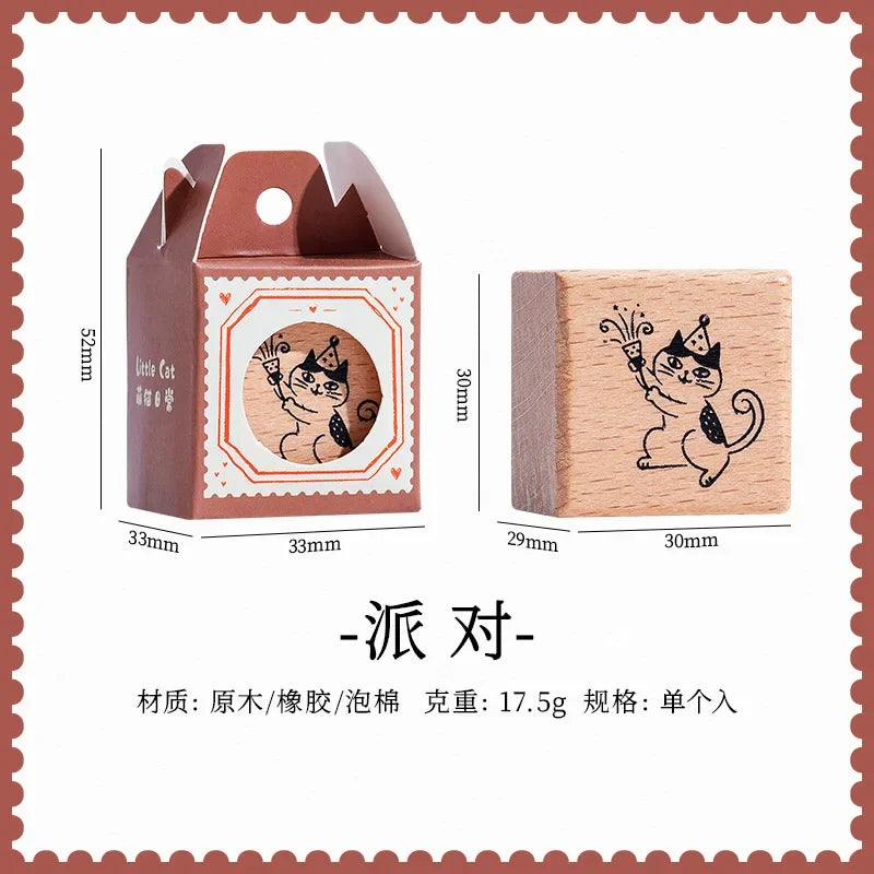 Cute Cat Wooden Decorative Stamp