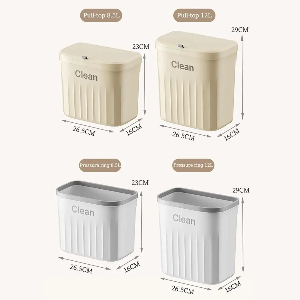Wall-Mounted Under Sink Trash Can with Lid – 8.5L & 12L