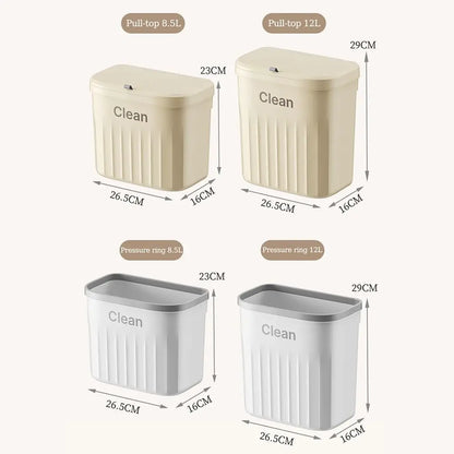 Wall-Mounted Under Sink Trash Can with Lid – 8.5L & 12L
