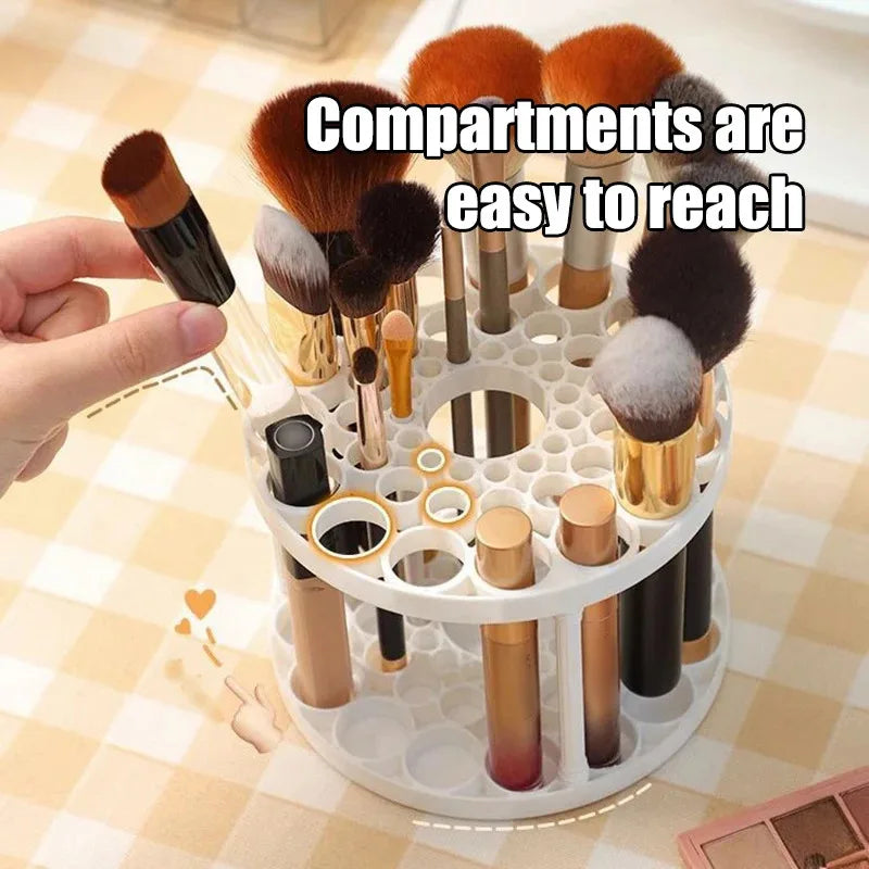 Rotating Makeup Brush Holder with 45 Holes