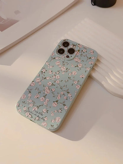 Retro Floral Pattern Cover Case for iPhone 16 15 14 13 12 11 Pro Max Plus