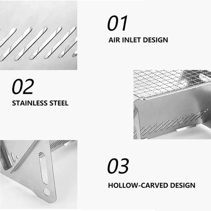 Portable Foldable Stainless Steel Charcoal BBQ Grill