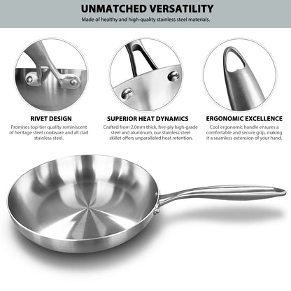 Uncoated Stainless Steel Chef’s Frying Pan – 28cm