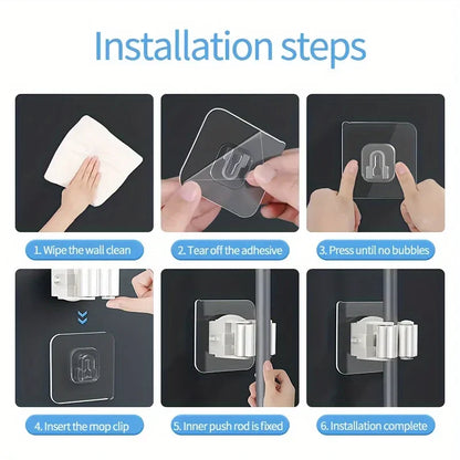 Wall Mounted Mop & Broom Holder Set