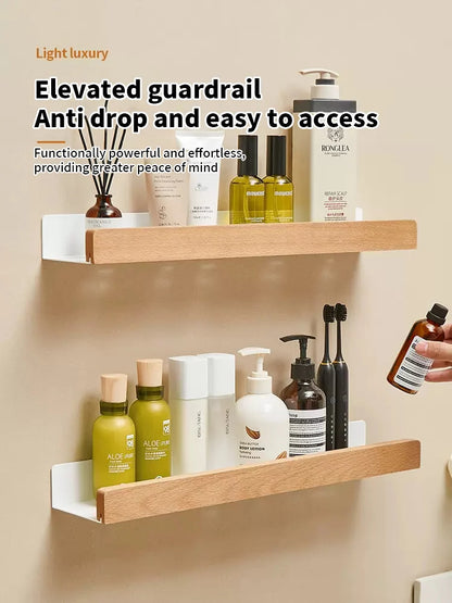 Wood & Aluminium Wall Storage Shelf