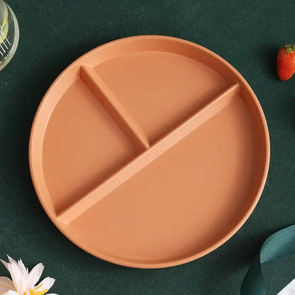 Divided Dish In 3 Reusable Round Dinner Plate