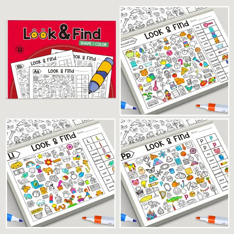 Kids Look & Find Activity Book with Colouring Games