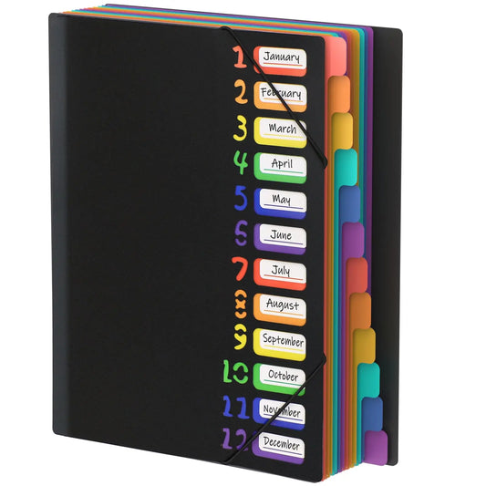 A4 Expanding File Folder with 12 Colour Tabs