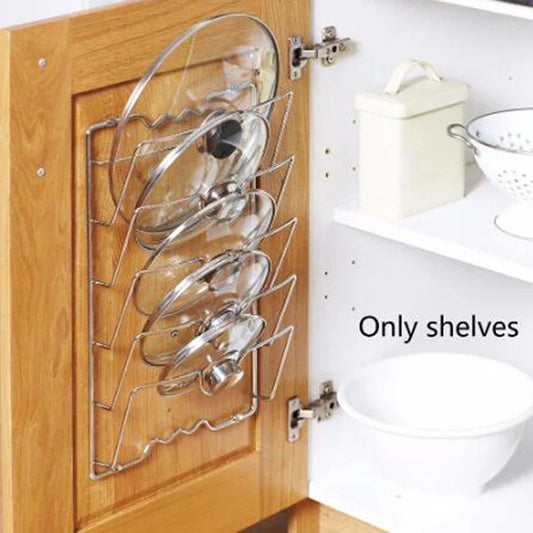 1Pc Kitchen Accessories Stainless Steel Pot Lid Shelf